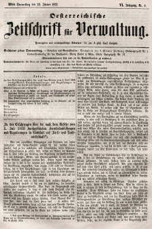 Oesterreichische Zeitschrift für Verwaltung. Jg. 6, 1873, nr 4