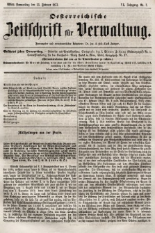 Oesterreichische Zeitschrift für Verwaltung. Jg. 6, 1873, nr 7