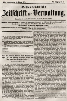 Oesterreichische Zeitschrift für Verwaltung. Jg. 6, 1873, nr 8