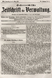 Oesterreichische Zeitschrift für Verwaltung. Jg. 6, 1873, nr 11