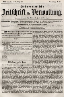 Oesterreichische Zeitschrift für Verwaltung. Jg. 6, 1873, nr 13