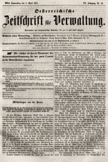 Oesterreichische Zeitschrift für Verwaltung. Jg. 6, 1873, nr 14