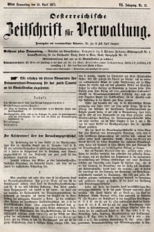 Oesterreichische Zeitschrift für Verwaltung. Jg. 6, 1873, nr 15