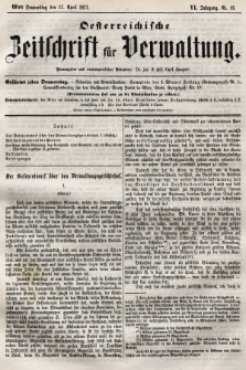 Oesterreichische Zeitschrift für Verwaltung. Jg. 6, 1873, nr 16