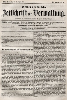 Oesterreichische Zeitschrift für Verwaltung. Jg. 6, 1873, nr 17
