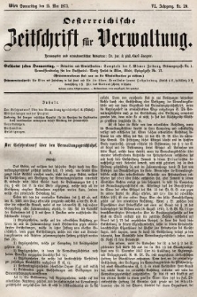 Oesterreichische Zeitschrift für Verwaltung. Jg. 6, 1873, nr 20