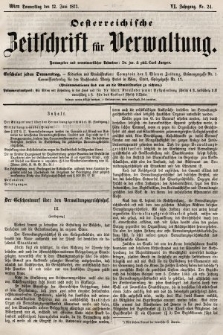 Oesterreichische Zeitschrift für Verwaltung. Jg. 6, 1873, nr 24