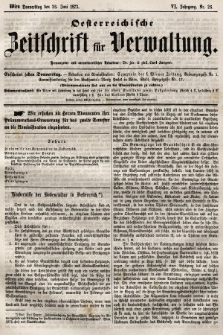 Oesterreichische Zeitschrift für Verwaltung. Jg. 6, 1873, nr 26
