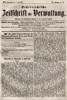 Oesterreichische Zeitschrift für Verwaltung. Jg. 6, 1873, nr 27