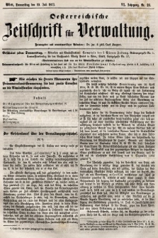 Oesterreichische Zeitschrift für Verwaltung. Jg. 6, 1873, nr 28