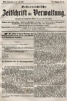Oesterreichische Zeitschrift für Verwaltung. Jg. 6, 1873, nr 29