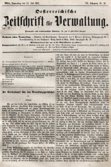 Oesterreichische Zeitschrift für Verwaltung. Jg. 6, 1873, nr 30