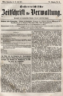 Oesterreichische Zeitschrift für Verwaltung. Jg. 6, 1873, nr 31