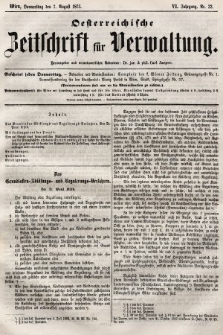 Oesterreichische Zeitschrift für Verwaltung. Jg. 6, 1873, nr 32