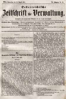 Oesterreichische Zeitschrift für Verwaltung. Jg. 6, 1873, nr 33