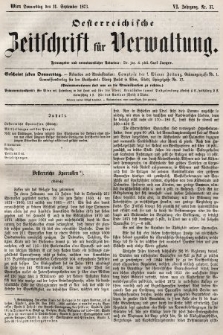 Oesterreichische Zeitschrift für Verwaltung. Jg. 6, 1873, nr 37