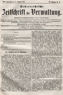 Oesterreichische Zeitschrift für Verwaltung. Jg. 6, 1873, nr 39