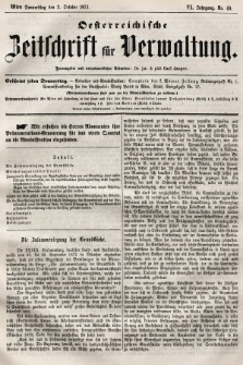 Oesterreichische Zeitschrift für Verwaltung. Jg. 6, 1873, nr 40