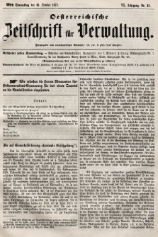 Oesterreichische Zeitschrift für Verwaltung. Jg. 6, 1873, nr 42