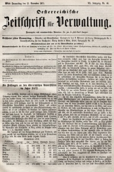 Oesterreichische Zeitschrift für Verwaltung. Jg. 6, 1873, nr 46