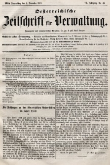 Oesterreichische Zeitschrift für Verwaltung. Jg. 6, 1873, nr 49