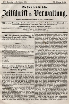 Oesterreichische Zeitschrift für Verwaltung. Jg. 6, 1873, nr 50