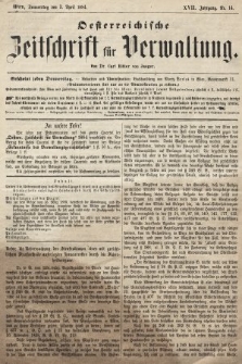Oesterreichische Zeitschrift für Verwaltung. Jg. 17, 1884, nr 14