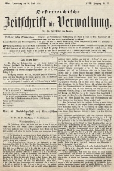Oesterreichische Zeitschrift für Verwaltung. Jg. 17, 1884, nr 15