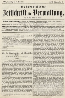Oesterreichische Zeitschrift für Verwaltung. Jg. 17, 1884, nr 16
