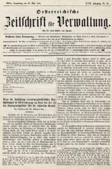 Oesterreichische Zeitschrift für Verwaltung. Jg. 17, 1884, nr 21