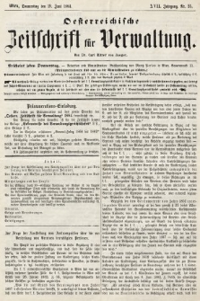 Oesterreichische Zeitschrift für Verwaltung. Jg. 17, 1884, nr 25