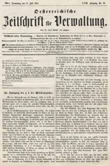 Oesterreichische Zeitschrift für Verwaltung. Jg. 17, 1884, nr 28