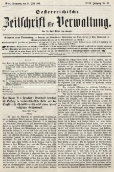 Oesterreichische Zeitschrift für Verwaltung. Jg. 17, 1884, nr 30