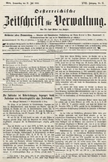 Oesterreichische Zeitschrift für Verwaltung. Jg. 17, 1884, nr 31