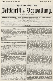 Oesterreichische Zeitschrift für Verwaltung. Jg. 17, 1884, nr 33