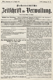 Oesterreichische Zeitschrift für Verwaltung. Jg. 17, 1884, nr 34
