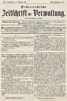 Oesterreichische Zeitschrift für Verwaltung. Jg. 17, 1884, nr 36