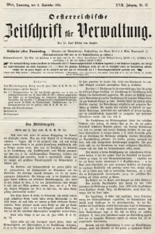 Oesterreichische Zeitschrift für Verwaltung. Jg. 17, 1884, nr 37