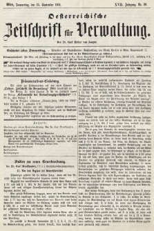 Oesterreichische Zeitschrift für Verwaltung. Jg. 17, 1884, nr 39