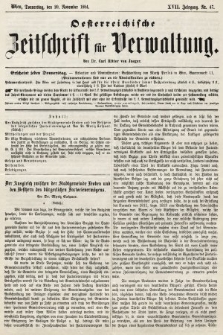 Oesterreichische Zeitschrift für Verwaltung. Jg. 17, 1884, nr 47