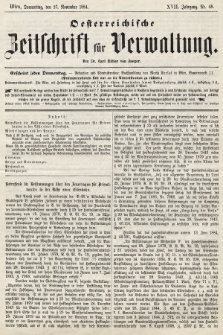 Oesterreichische Zeitschrift für Verwaltung. Jg. 17, 1884, nr 48