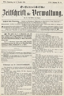 Oesterreichische Zeitschrift für Verwaltung. Jg. 17, 1884, nr 50