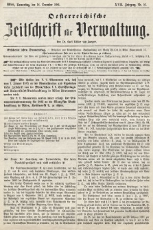 Oesterreichische Zeitschrift für Verwaltung. Jg. 17, 1884, nr 51