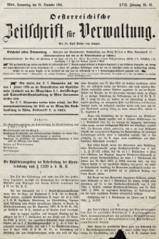 Oesterreichische Zeitschrift für Verwaltung. Jg. 17, 1884, nr 52