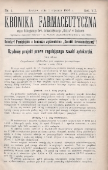 Kronika Farmaceutyczna : organ Galicyjskiego Towarzystwa Farmaceutycznego "Unitas" w Krakowie. 1904, nr 1