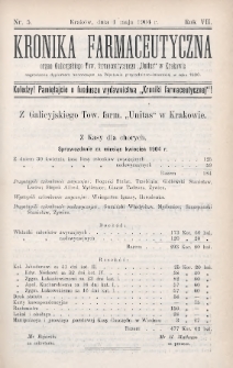 Kronika Farmaceutyczna : organ Galicyjskiego Towarzystwa Farmaceutycznego "Unitas" w Krakowie. 1904, nr 5