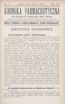 Kronika Farmaceutyczna : organ Galicyjskiego Towarzystwa Farmaceutycznego "Unitas" w Krakowie. 1905, nr 4