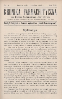 Kronika Farmaceutyczna : organ Galicyjskiego Towarzystwa Farmaceutycznego "Unitas" w Krakowie. 1905, nr 9