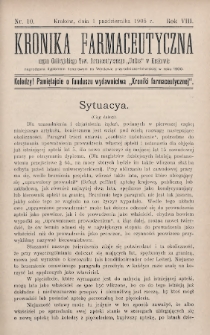 Kronika Farmaceutyczna : organ Galicyjskiego Towarzystwa Farmaceutycznego "Unitas" w Krakowie. 1905, nr 10