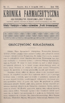 Kronika Farmaceutyczna : organ Galicyjskiego Towarzystwa Farmaceutycznego "Unitas" w Krakowie. 1905, nr 11